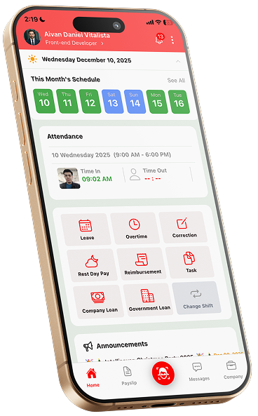 iTimeHR App Screen 2